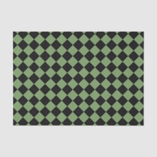 Green Black Checker Diamond Pattern Tissue Paper