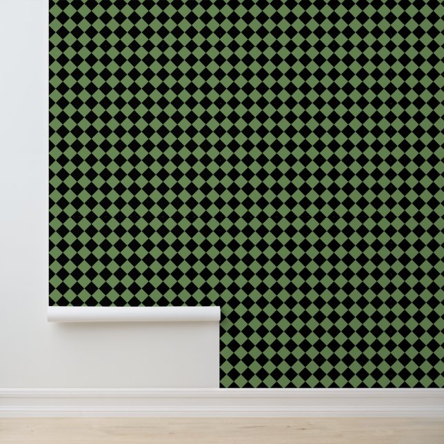 Green Black Checker Diamond Pattern Wallpaper (Application)