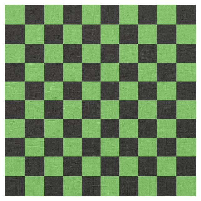 Green & Black Checkerboard Fabric (Close Up)