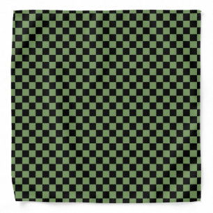 Green Black Checkerboard Pattern Bandana