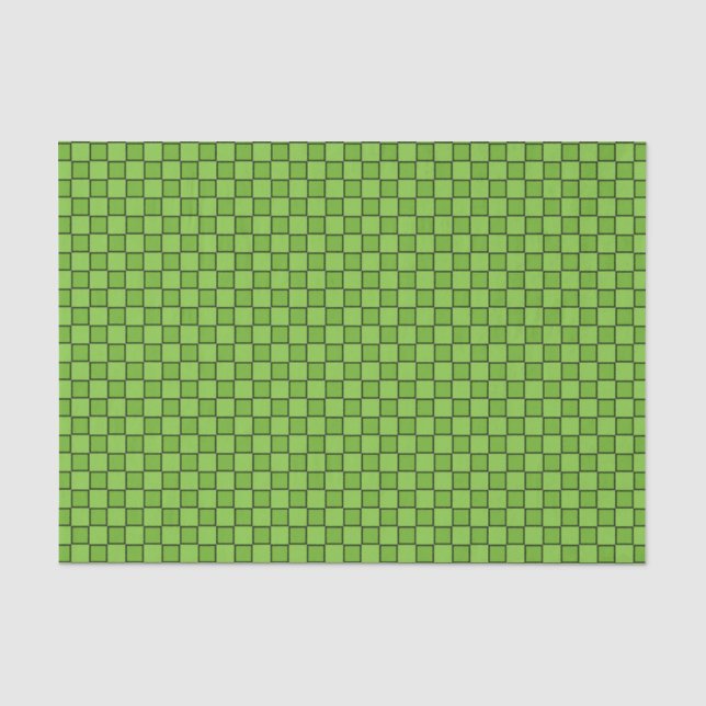 Green Black Checkerboard Pattern Tissue Paper (Front)
