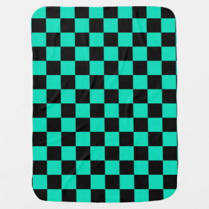 Green Black Checkered Check Pattern Baby Blanket