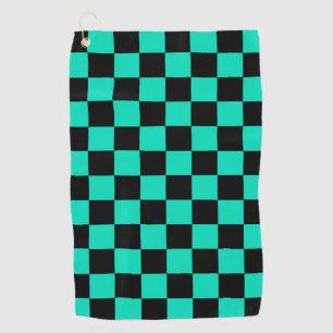 Green Black Checkered Check Pattern Golf Towel