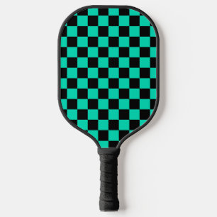 Green Black Checkered Check Pattern Pickleball Paddle