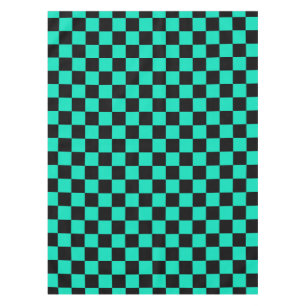 Green Black Checkered Check Pattern Tablecloth