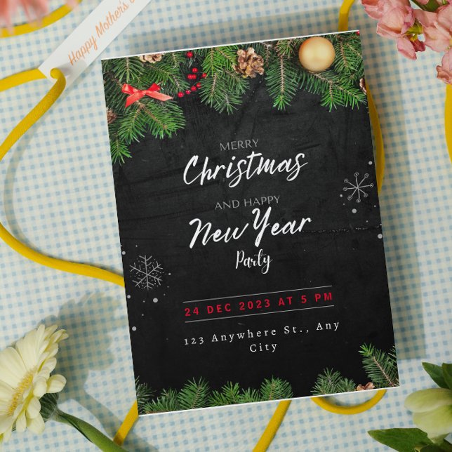 Green Black Christmas Party Invitation (Creator Uploaded)