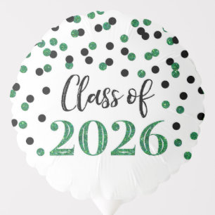 Green Black Confetti Class of 2026 Graduation Balloon