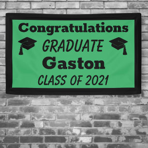 Green Black Congratulations Graduate Graduation Banner