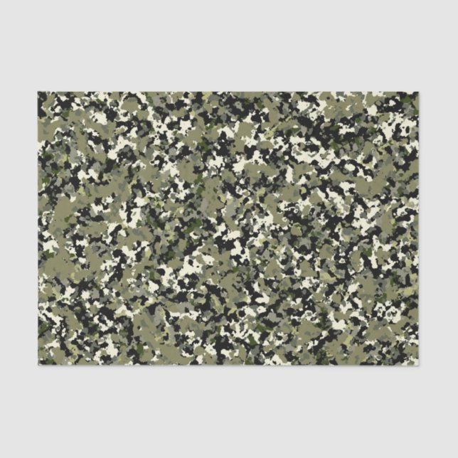 Green Black Cool Camouflage Pattern Print Tissue Paper (Front)