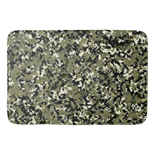 Green Black Cream Camouflage Pattern Print Bath Mat