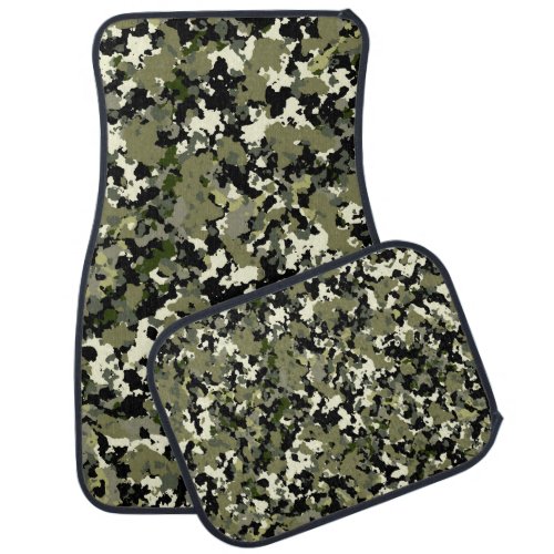 Green Black Cream Camouflage Pattern Print Car Floor Mat