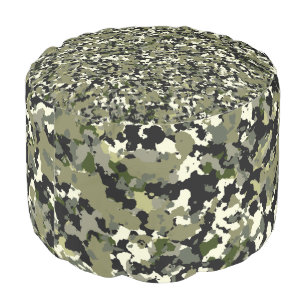 Green Black Cream Camouflage Pattern Print Pouf