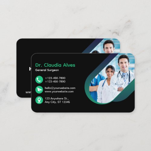 Green Black Creative Modern Medical Business Card