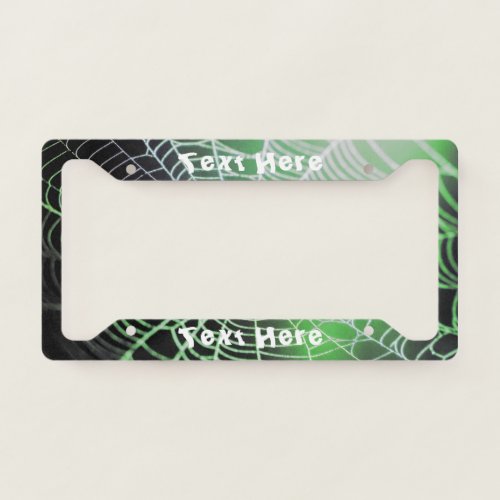 Green Black Creepy Spooky Spider Web Personalized License Plate Frame