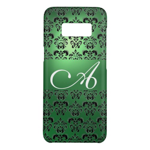 GREEN BLACK DAMASK MONOGRAM Floral Case_Mate Samsung Galaxy S8 Case