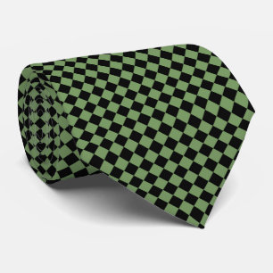 Green Black Diamond Checker Pattern	 Neck Tie