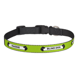 Green &amp; Black Dog Silhouettes Blind Dog Awareness Pet Collar