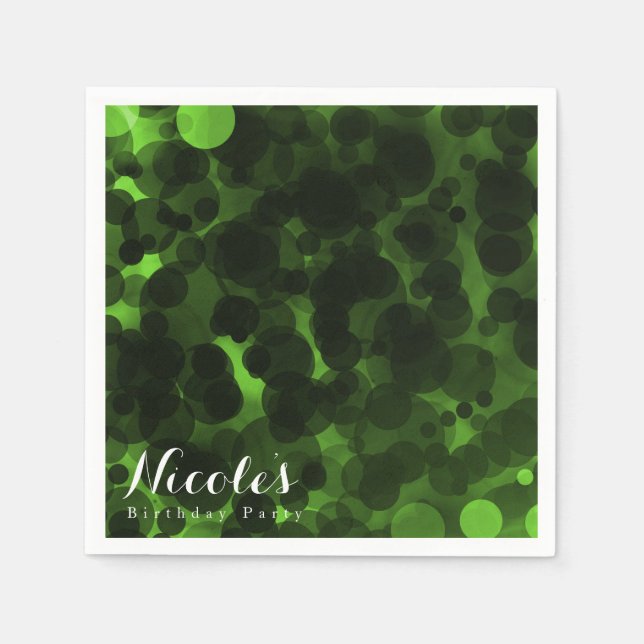 Green & Black Dots Modern Chic Party Custom Chic Napkins (Front)