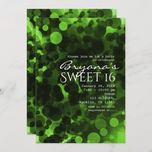Green  Black Dots Modern Chic Party Invitations