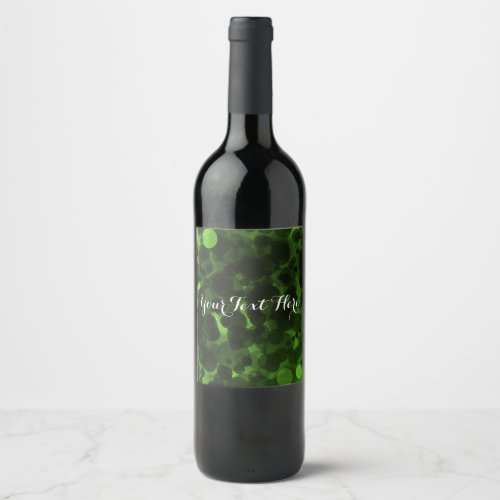 Green  Black Dots Modern Chic Party Wine Labels