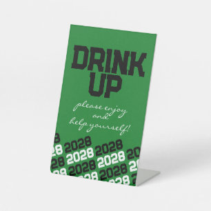 Green & Black Drink Table Graduation Pedestal Sign