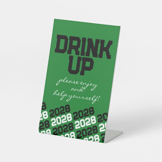 Green & Black Drink Table Graduation Pedestal Sign (Front)