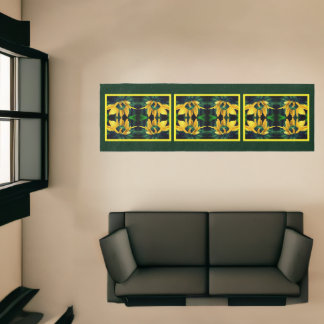 Green Black Eyed Susan Abstract Flower Art Runner