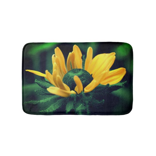 Green Black Eyed Susan Flower Bath Mat (Front)