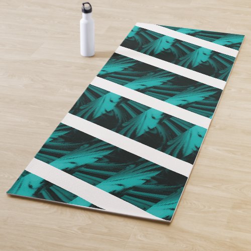 Green Black Feather Marble Stripe Custom Stripe Yoga Mat