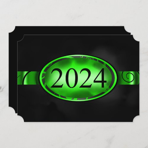 Green  Black Floral Button 2024 Graduation Party Invitation