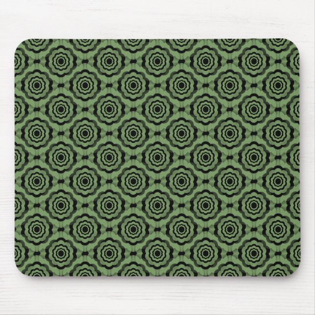 Green Black Flower Seamless Pattern Mouse Pad (Front)