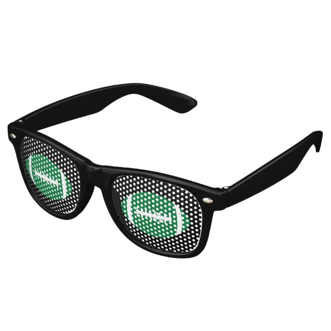 Green & Black Football Fan Gameday Tailgate Party Retro Sunglasses (Angled)