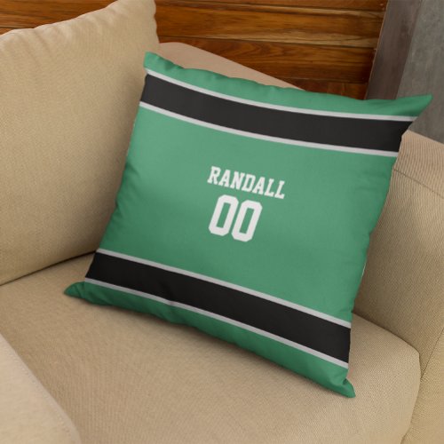 Green  Black Football Team Personalized Throw Pillow