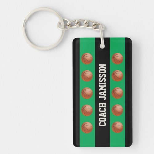 GreenBlack for Basketball Coach Player Name Keychain
