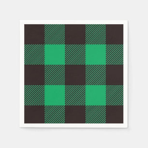 Green Black Gingham Buffalo Plaid Farmhouse Napkins