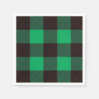 Green Black Gingham Buffalo Plaid Farmhouse  Napkins