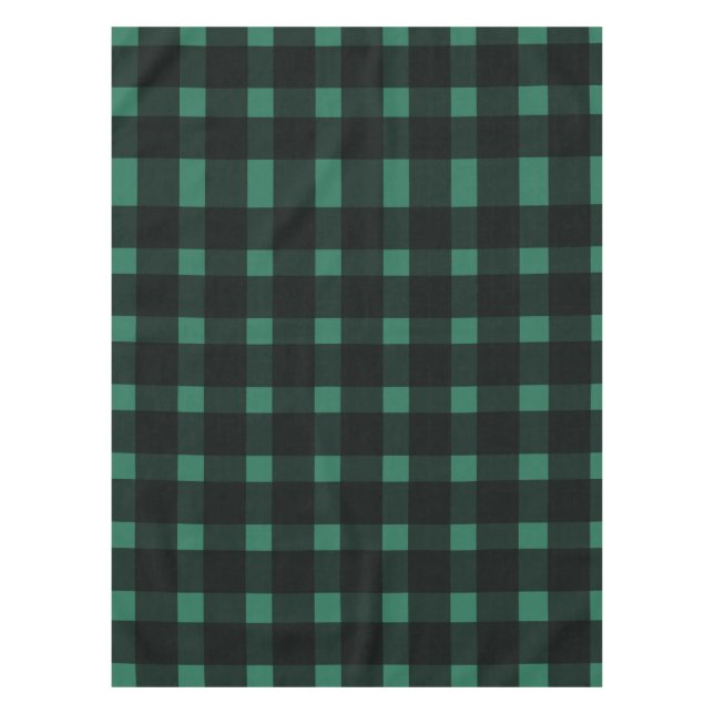 Green Black Gingham Pattern Tablecloth (Front)