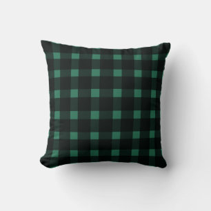 Green Black Gingham Pattern Throw Pillow