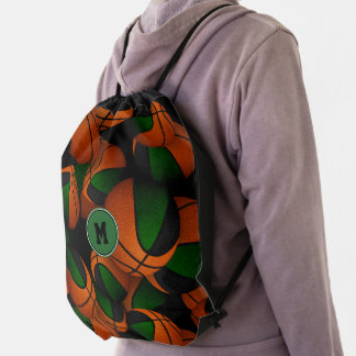 green black girls boys school colors basketball drawstring bag