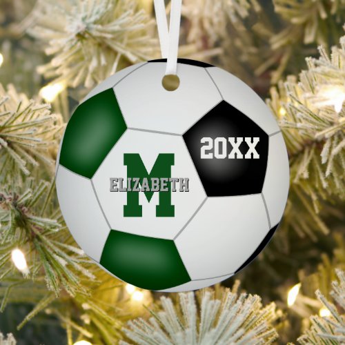 green black girls boys school team colors soccer  metal ornament