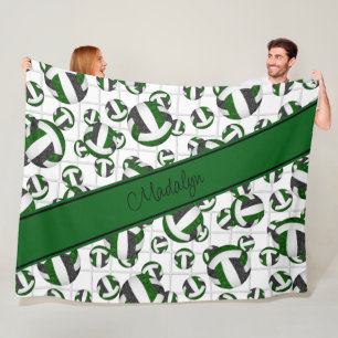 green black girly volleyballs pattern w net accent fleece blanket