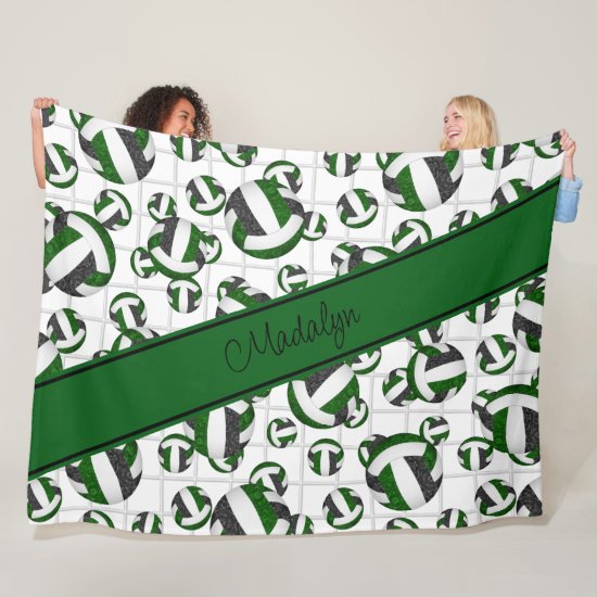 green black girly volleyballs pattern w net accent fleece blanket