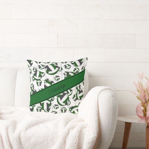 green black girly volleyballs pattern w net accent throw pillow