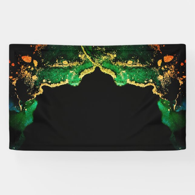 Green Black Gold Artistic Backdrop Wedding Banner (Horizontal)
