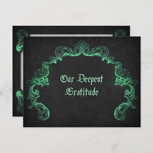 Green Black Gothic Wedding Thank You Card