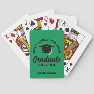 Green Black Graduate Custom Graduation Poker Cards