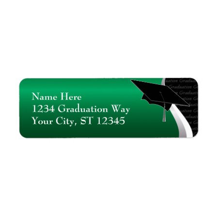 Green & Black Graduation Address Label