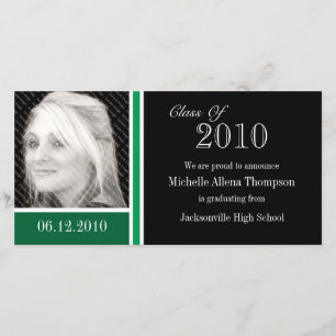 Green & Black Graduation Announcement Photo Cards