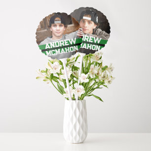 Green & Black Graduation Double Photo Centerpiece Balloon