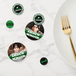 Green & Black Graduation Photo Personalized Party Confetti